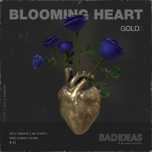Second Life Marketplace ' BAD IDEAS ' Blooming Heart gold